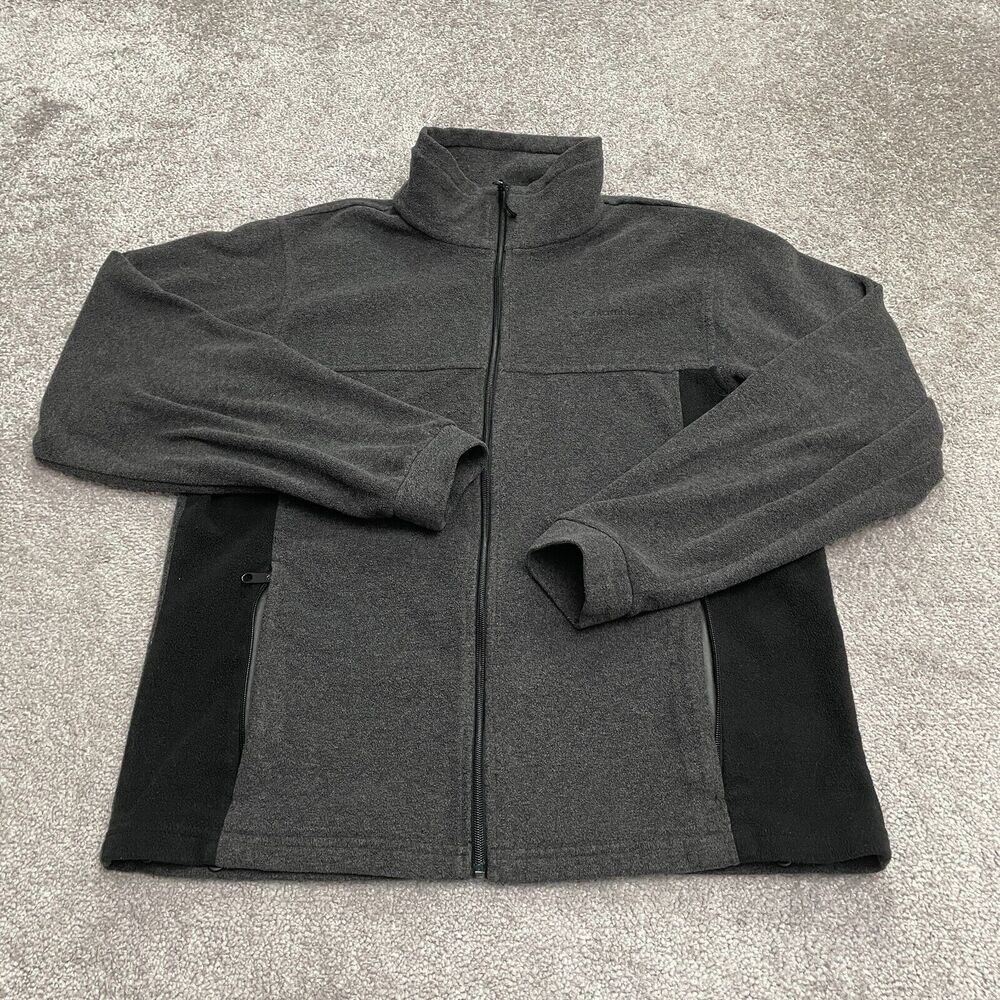 Columbia Steens Mountain Fleece Jacket Boys 18/20 Gray Black Full Zip Outdoor